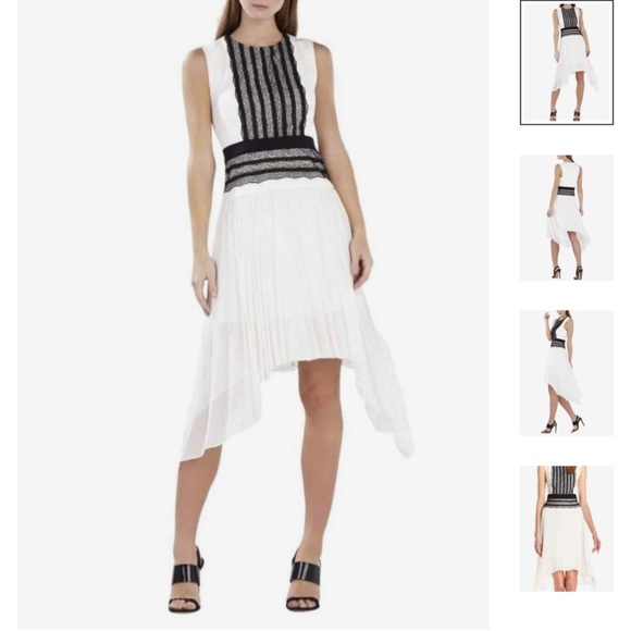 BCBG MaxAzria Sleeveless pleated-skirt lace-trim dress - Picture 1 of 10